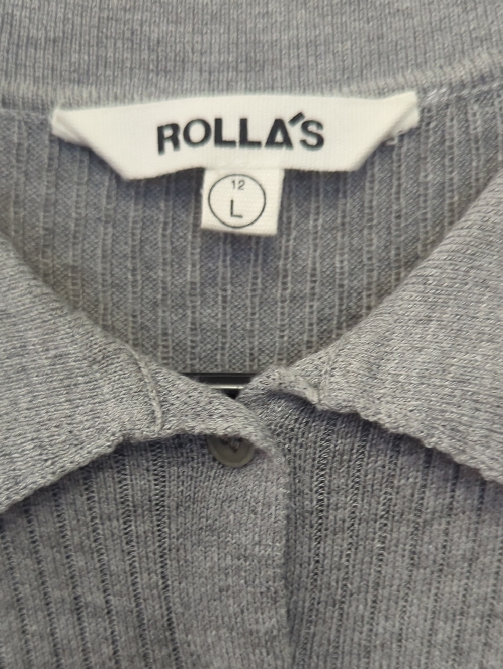 ROLLA'S Grey Ribbed Button-Up Collared Sweater - Picture 2 of 3